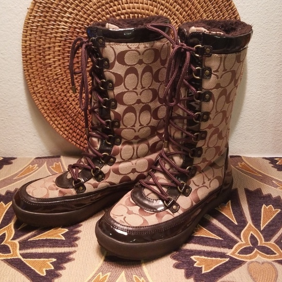 Coach "Peggey" brown signature boots - Picture 1 of 8